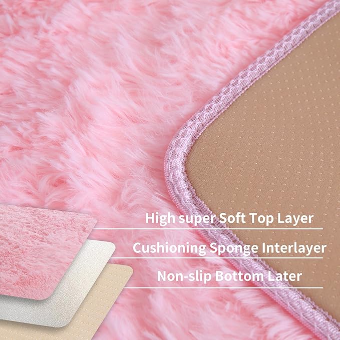 Pink Fluffy 9x12 Large Area Rugs - Image 4