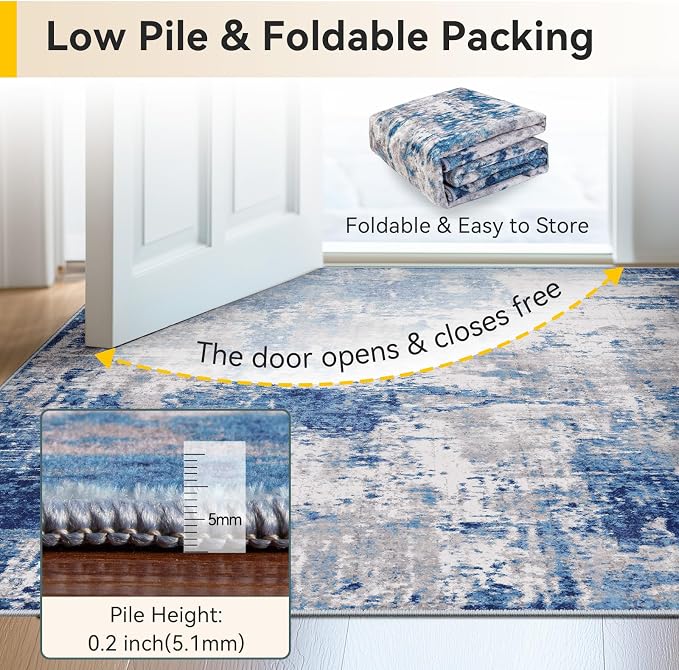 RELEANY Washable Area Rugs 2x7 Non-Slip Modern Abstract Soft - Image 4
