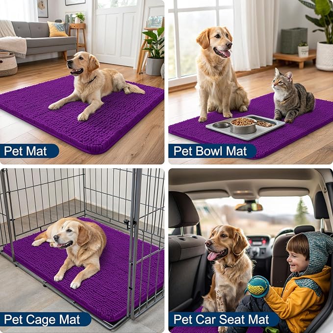 Smiry Dog Door Mat for Muddy Paws 30x20, Absorbent Dirt Trapper, Non-Slip - Image 6