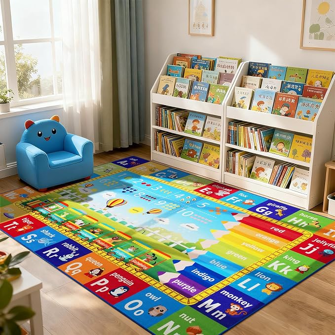 ABC Rug for Playroom Classroom Bedroom, 6x9 Kids Educational Area Rug for - Image 3