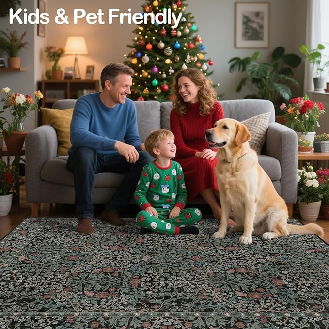 8x10 Washable Area Rugs for Living Room, Stain Resistant Vintage Rugs for - Image 7