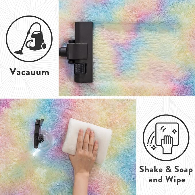 WISH TREE 8x10 Fluffy Rainbow Rug - Image 6