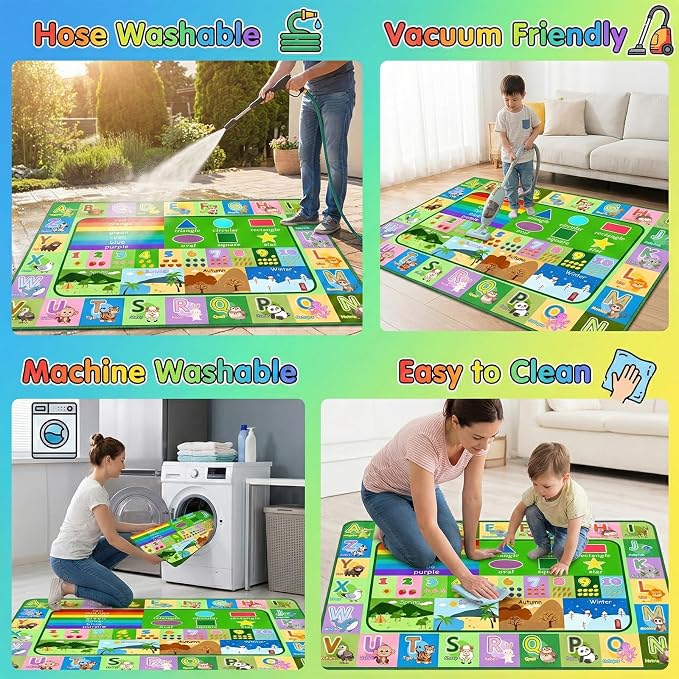 3x5ft Kids Educational Rug, Non-Slip Machine Washable ABC Alphabet Mat & - Image 7