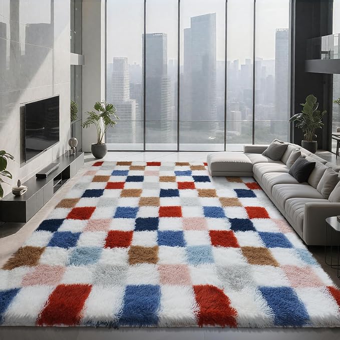 Large Shag Area Rug for Bedroom Living Room, 8x10 Fluffy Soft Colorful - Image 8