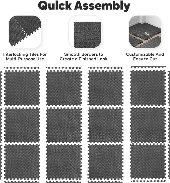 36 Pack Home Gym Mat, Puzzle Exercise Mat, EVA Interlocking Foam Floor Tiles - Image 5