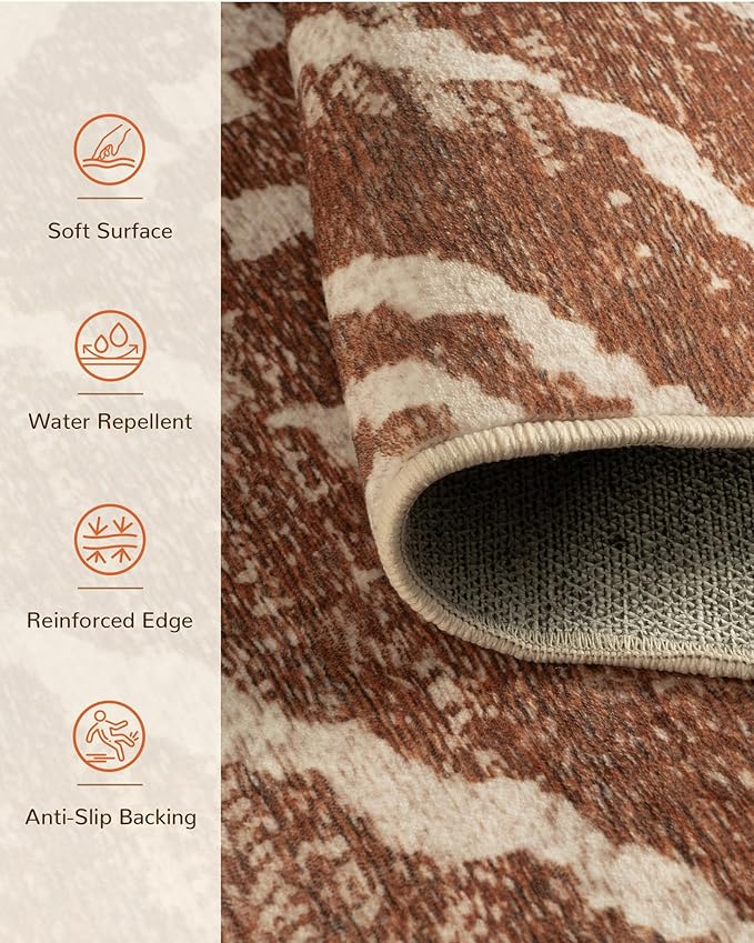 BESTSWEETIE Area Rug 5x8 Rug Machine Washable Non-Slip Low Pile Print Pattern - Image 2