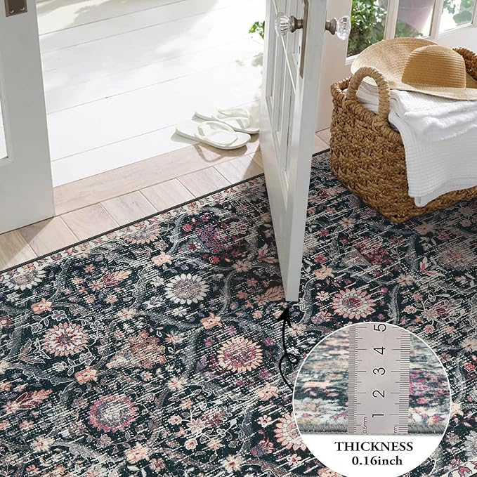 Lahome Moroccan Trellis Washable Round Rugs, Non-Slip Soft Round Rug 4ft - Image 2