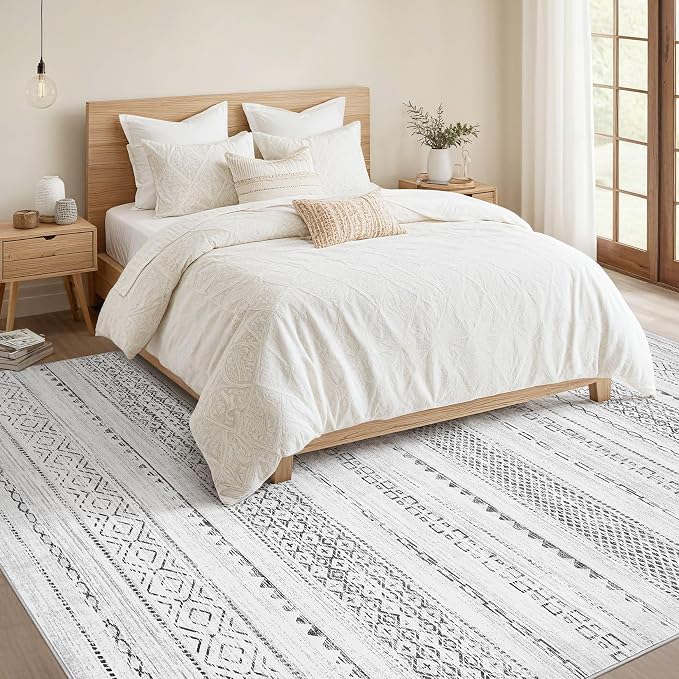 Nakagishi 6x8 Area Rug Living Room: Washable Boho Large Neutral Modern Soft - Image 4