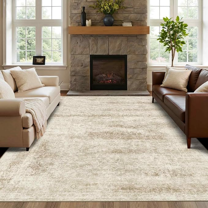 Latte&Fog 6x9 Area Rugs for Living Room, Large Vintage Beige Washable Rug - Image 3