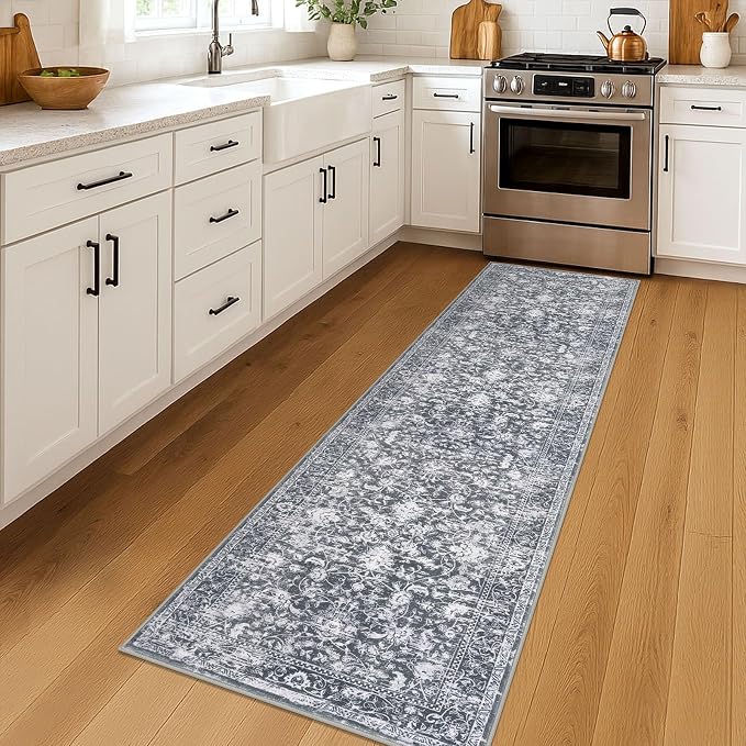 KILOCOCO Hallway Runner 2x7 Rug Runner Printed Vintage Floral Washable Kitchen - Image 2