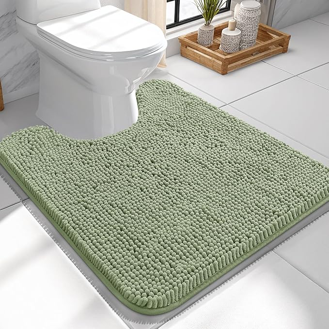 OLANLY Toilet Rugs U-Shaped 24x24, Extra Soft Absorbent Chenille Contour by OLANLY