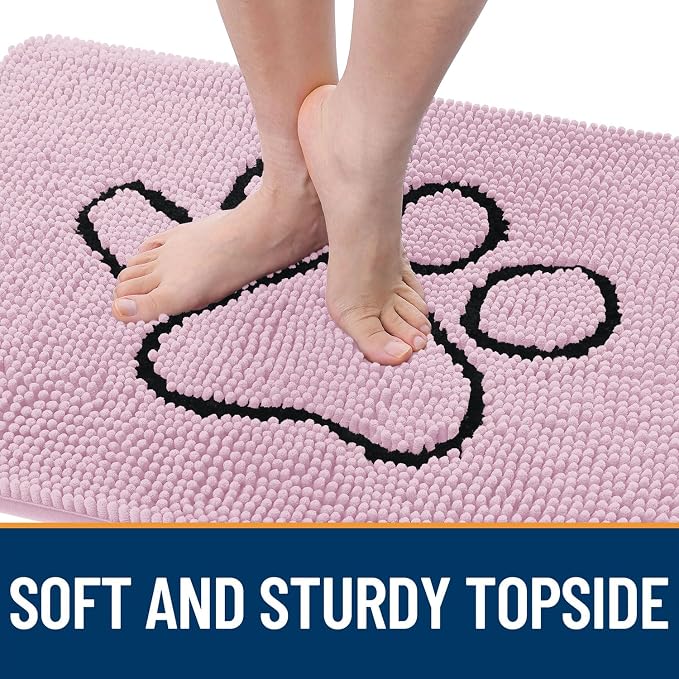 OLANLY Dog Door Mat for Muddy Paws 36x24, Paw Print Design, Absorbs Moisture - Image 4