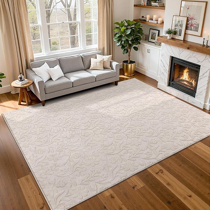 Vaukki 6x9 Area Rug for Living Room, Soft Fluffy Washable Modern Floral Indoor - Image 8