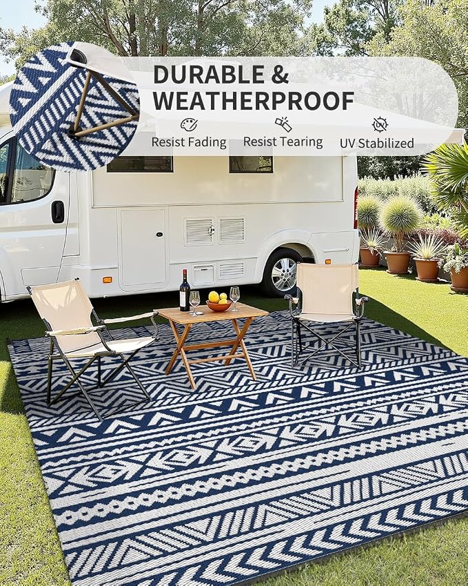 MontVoo Outdoor Rug Carpet Waterproof 6x9 Outdoor Patio Rug Mat Reverisble - Image 3