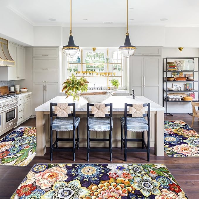 Sofort Kitchen Mats for Floor, Boho Kitchen Rugs Sets of 3, Non Slip Washable - Image 3