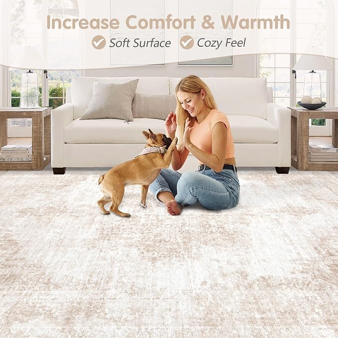 Area Rug 9x12 Vintage Rugs: Large Washable Living Room Rug Retro Medallion - Image 6