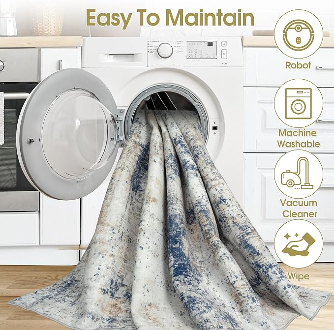 8x10 Area Rugs for Living Room Bedroom: Abstract Washable Rug - Image 5