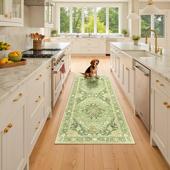 RELEANY Area Rugs Runner 2'x6' Washable Non-Slip, Floral Vintage Distress - Image 2