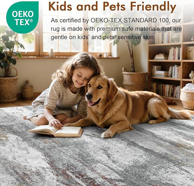 2x6 Ft Washable Runner Rug, Non-Slip Low Pile Hallway Kitchen Area Rug - Image 5