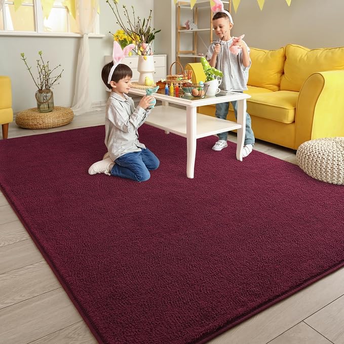 Pettop 7x10 ft Burgundy Red Area Rugs - Image 5