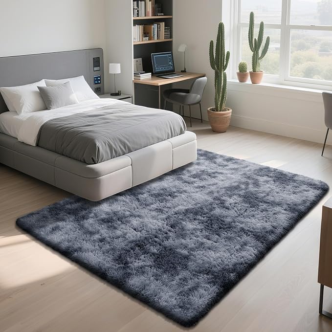 yongyangjuxin Fluffy Rug Shag Area Rug, Mottling Dark Grey 10x14 Area Rugs - Image 3