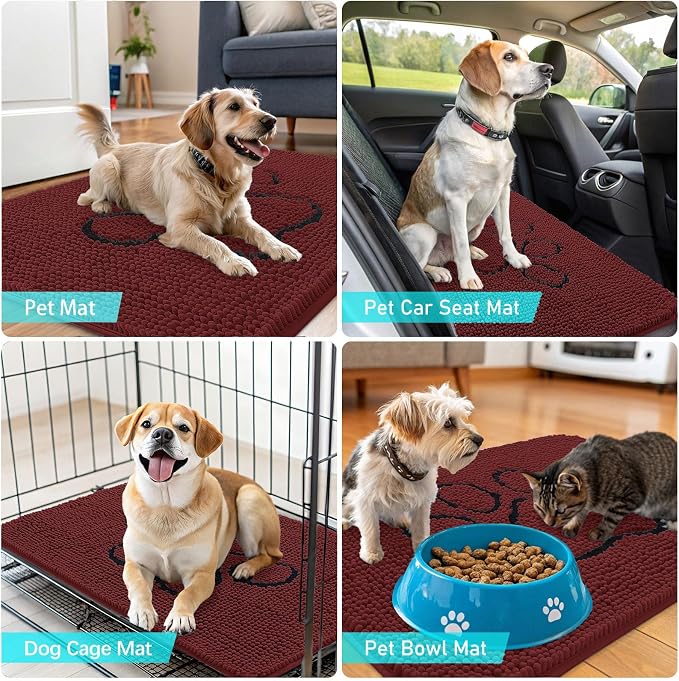 OLANLY Dog Door Mat for Muddy Paws 36x24, Paw Print Design, Absorbs Moisture - Image 7