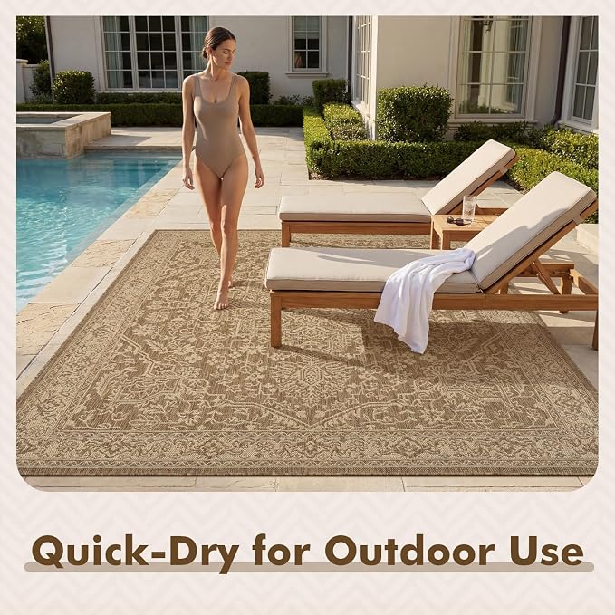 MontVoo-Outdoor Rug-Patio Rug 6x9 ft Polypropylene Indoor Outdoor Rugs Carpet - Image 7