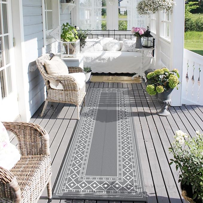 GENIMO Outdoor Rug Waterproof for Patio, 2.5'x8' Foldable Reversible Plastic - Image 2