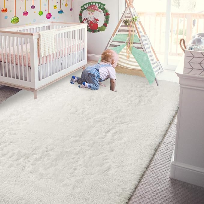 Andecor Soft Fluffy Bedroom Rugs, 8 x 10 Feet Indoor Shaggy Plush Area Rug - Image 2