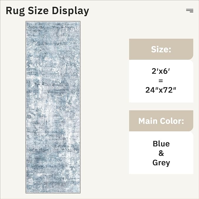 Soalmost Runner Rug 2'x6' Abstract Washable Non-Slip Runner Rugs - Image 5