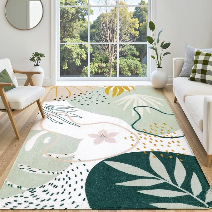Lahome Green Machine Washable Large Rug - Image 2