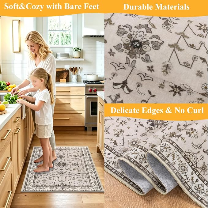 HEBE Washable Aera Rug 2'x 3' Non Slip Door Mat Indoor Entrance, Low Pile - Image 5