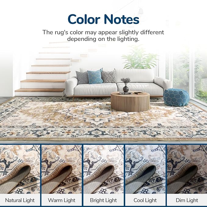 Lessymo Area Rugs 10 x 14 for Living Room, Machine Washable Area Rugs Boho Faux - Image 8