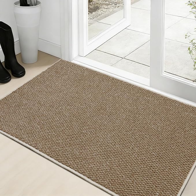 Dirt Trapping Door Mat 36x60, Taupe Faux Jute Entryway Rug | Low-Profile by Unknown