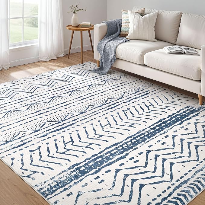 Nakagishi 5x7 Area Rug Living Room: Machine Washable Boho Large Neutral by NakagishiAreaRug