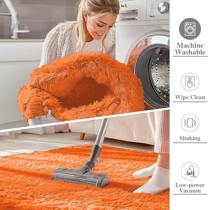 OLANLY 2x3 Machine Washable Small Bedside Rug, Soft Fluffy Shaggy Entryway - Image 2