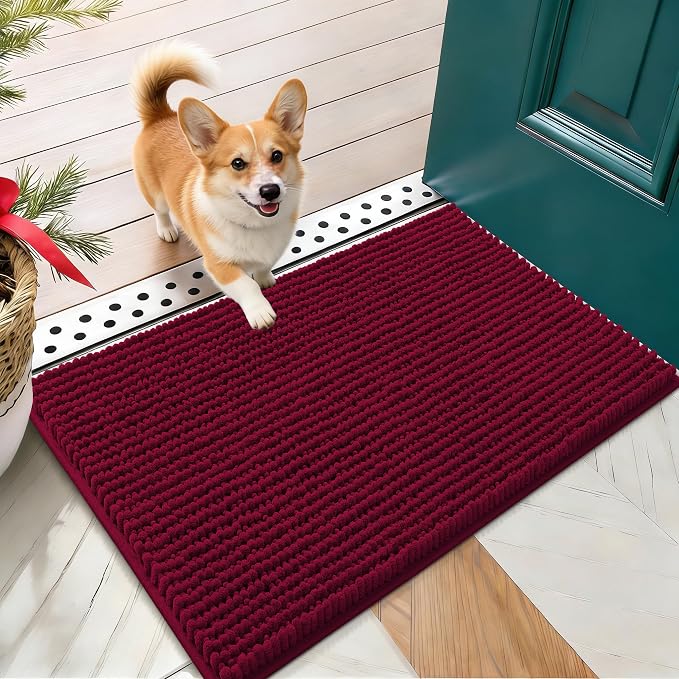 OLANLY Dog Door Mat for Muddy Paws 24x16, Ultra Absorbent Chenille Mud Doormat by OLANLY