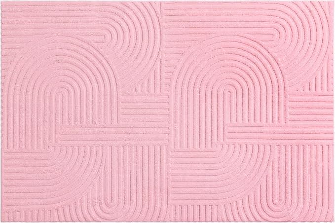Pauwer Pink Area Rug for Girls Bedroom 4x6 Soft Fluffy Non Slip Machine - Image 9