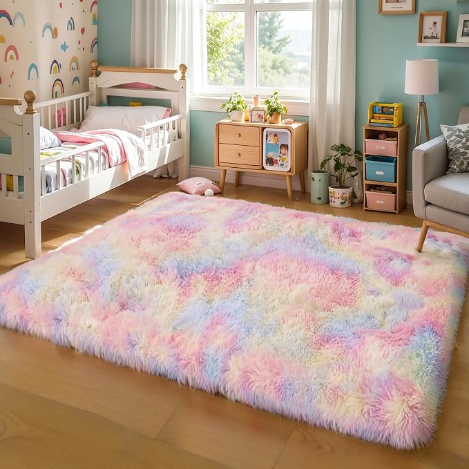 KICHOWUA Thick Area Rug 5x8 Unicorn Fluffy Shag - Image 9