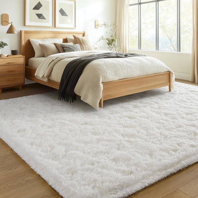 BENRON Soft Fluffy Rugs for Living Room 8 x 10 Cream White, Extra Large Area - Image 3