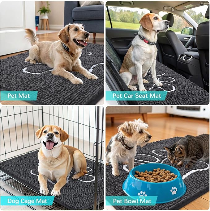 OLANLY Dog Door Mat for Muddy Paws 47x17, Paw Print Design, Absorbs Moisture - Image 7