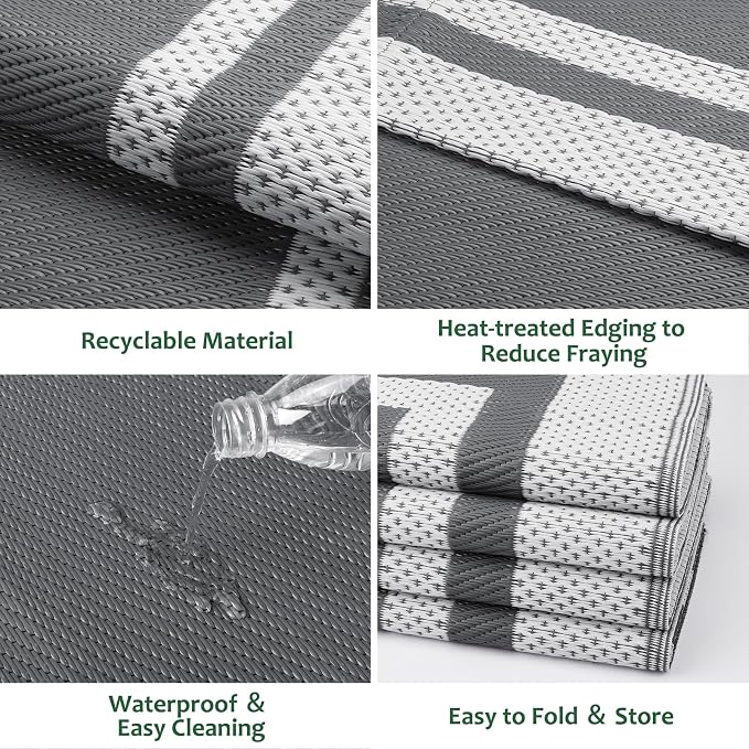 HappyTrends Outdoor Rug Reversible Portable Plastic Straw Camping Rugs - Image 4