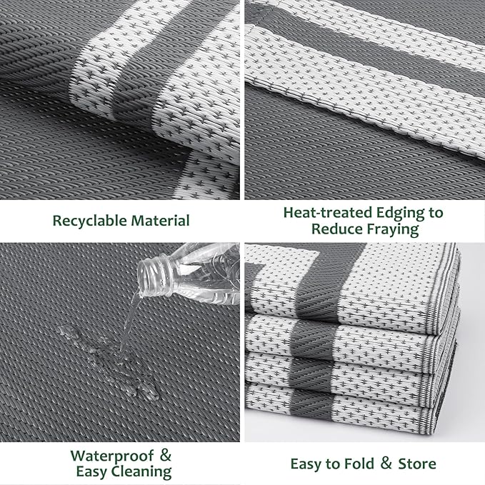 HappyTrends, Outdoor Rug, Patio Rug, Reversible Portable Outdoor Plastic Straw - Image 4