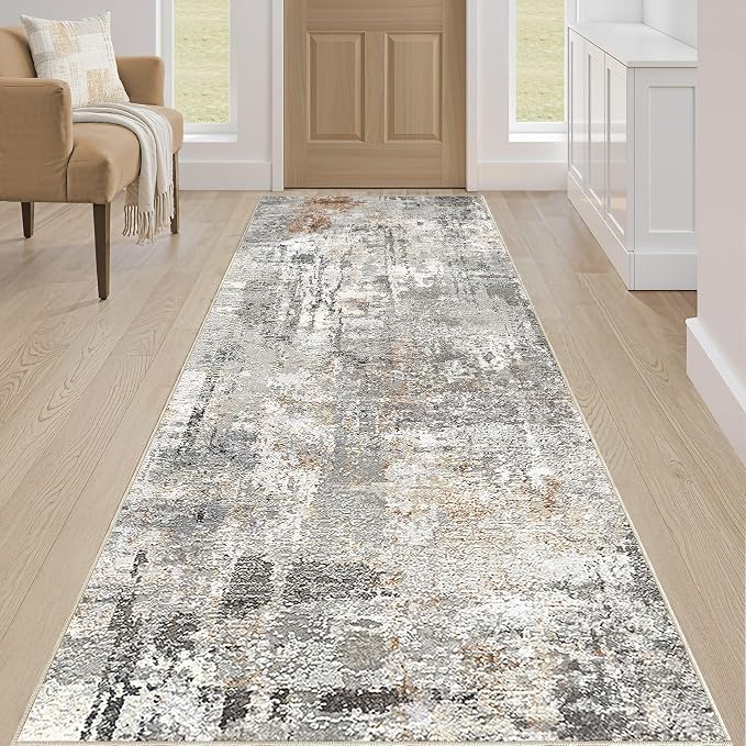 Runner Rug Kitchen Washable Rugs: 3x10 Non-Slip Abstract Soft Modern Stain - Image 4