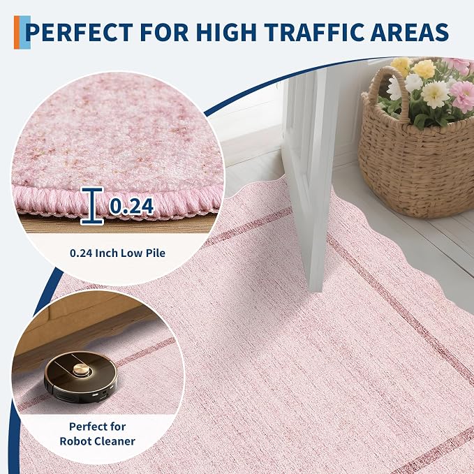 GarveeHome Scalloped Washable Area Rug 4x6 Small Entryway Rug Non Slip Modern - Image 6