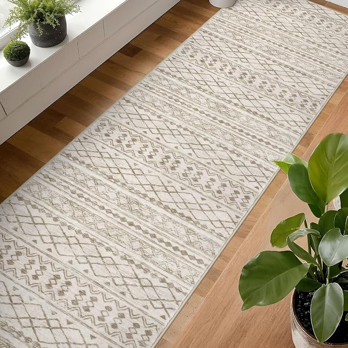 KUTA Boho Runners for Hallways 2.6x16 ft Moroccan Beige Washable Long Hall - Image 3
