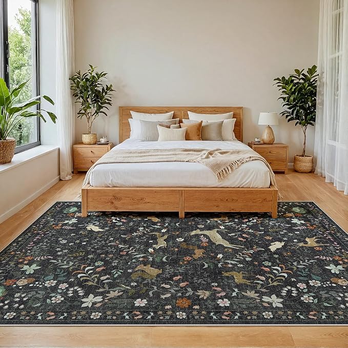 6x9 Area Rugs Washable Rug: Large Boho Living Room Rug Soft Non-Slip Low Pile - Image 3