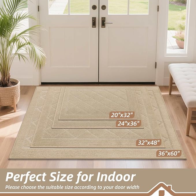 BEQHAUSE Dirt Trapper Door Mat 20" x 32", Doormat Non-Slip Entryway Rugs - Image 2