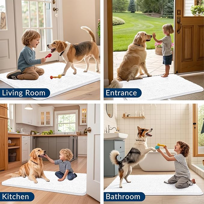 Smiry Dog Door Mat for Muddy Paws 36x24, Absorbent Dirt Trapper, Non-Slip - Image 7