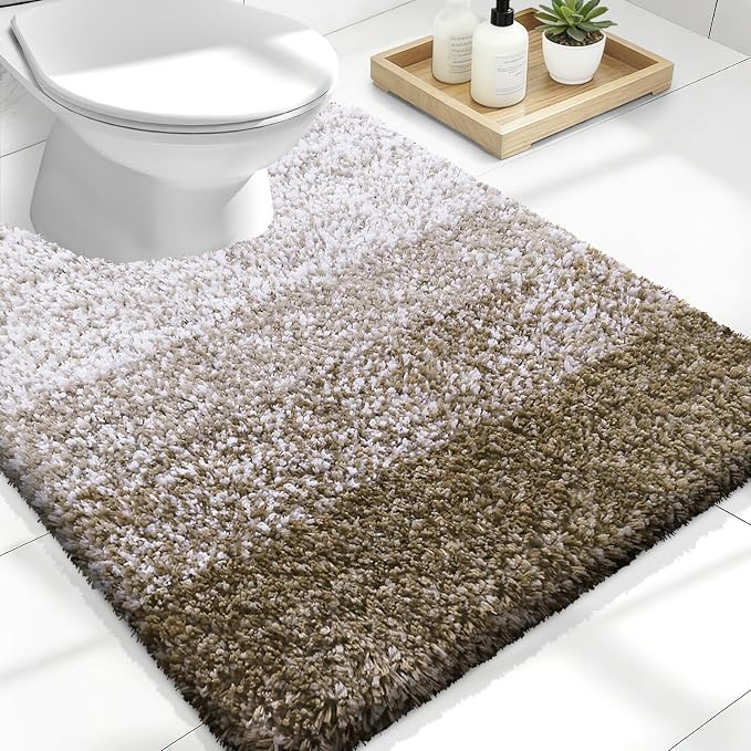 OLANLY Luxury Toilet Rugs U-Shaped 24x20, Extra Soft and Absorbent Microfiber by OLANLY
